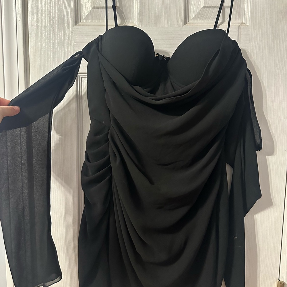 Oh Polly Black Ruched Bodycon Dress
